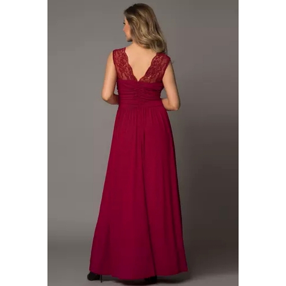 LAST ONE! Plus Size SASHA Wine Colored Sleeveless Lace Maxi Dress - Picture 3 of 5